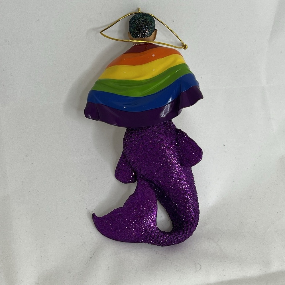 Gay Pride Merman with Rainbow Flag‎ Christmas Ornament 5590826 - Picture 6 of 7